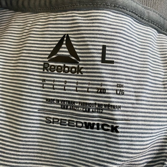 Reebok Speedwick Golf Polo Short Sleeve Striped Gray Combo L - Picture 3 of 6